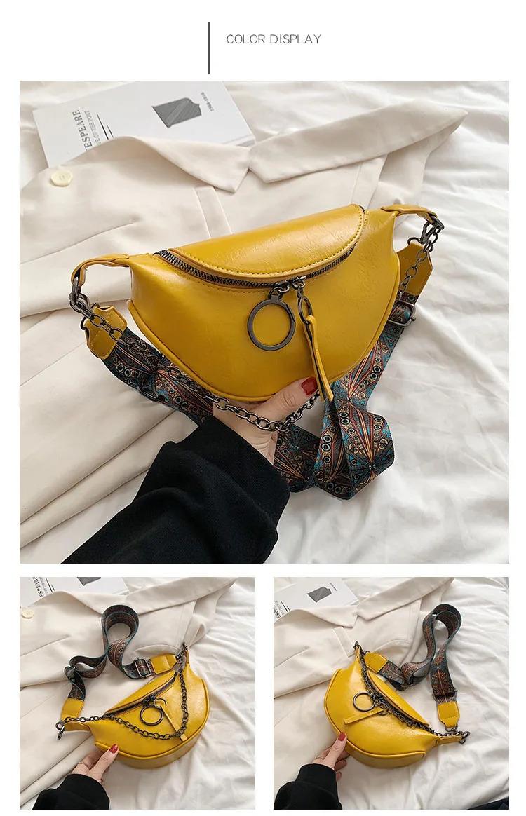 Product Introduction of Fashion saddle waist bag fanny pack luxury leather female belt bags chain handbag purse women retro shoulder crossbody chest bag 44