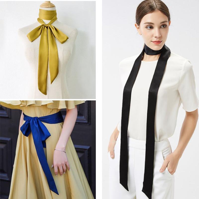 Khăn lụa dài 200x5cm Quàng cổ quấn tóc quấn túi làm ruy băng thắt lưng