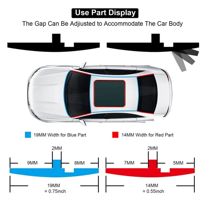 2 Meters Karet List Kaca Mobil 14mm/19mm Karet Kaca Mobil Universal Peredam Suara Anti Debu Air Pelindung Pinggiran Penyegel Jendela 5