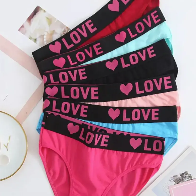 Đồ Lót, 6 Chiếc, Màu Hỗn Hợp, Quần Lót Nữ Mỏng, Màu Trơn Có Thắt Lưng, Quần Đùi Tam Giác, Quần Đùi Bikini