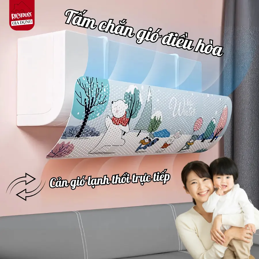 Tấm Chắn Gió Điều Hoà, Tấm chuyển đổi hướng gió điều hoà, máy lạnh bảo vệ sức khoẻ gia đình