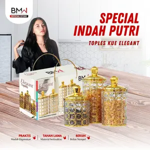 Spesial Indah Putri - 1 Set 3 Pcs Toples Elegant Untuk Kue Kering Lebaran - Jar Modern Serbaguna Cantik