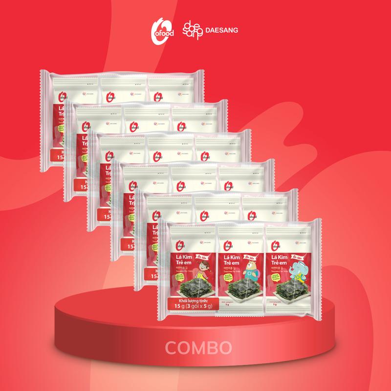 Combo 6 lá kim trẻ em  ăn liền O'Food Snack Rong Biển Ăn Vặt