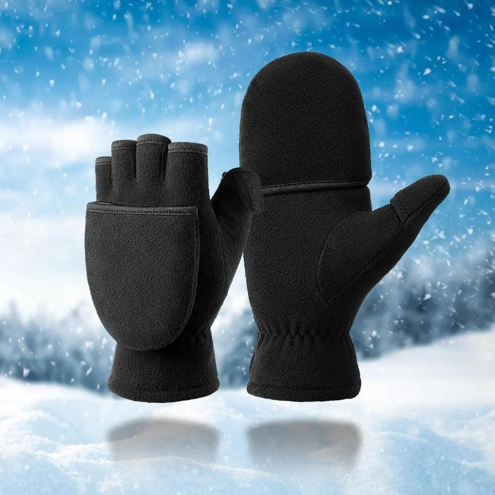 Winter Fingerless Gloves Flip Top Men Women Cold Weather Half Finger Mitten Gloves for Running Painting Outdoor Sports Everyday