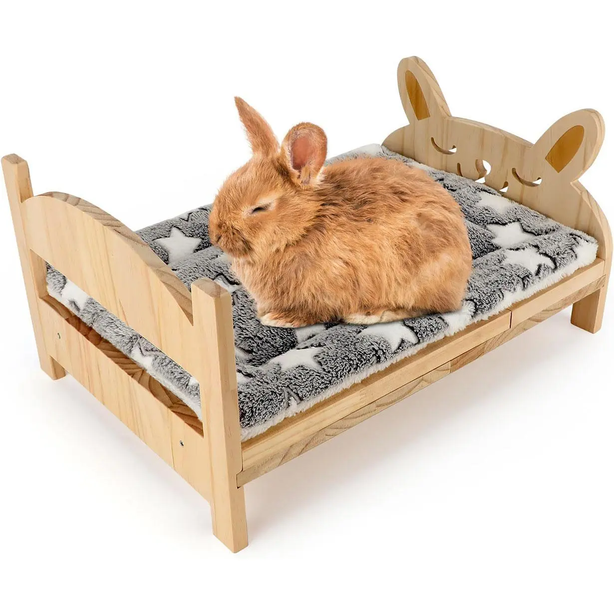 Wooden Rabbit Bed, Detachable Cute Cartoon Animal Bed, Pet Supplies for Small Dogs & Cats, Pet Furniture for Indoor Use