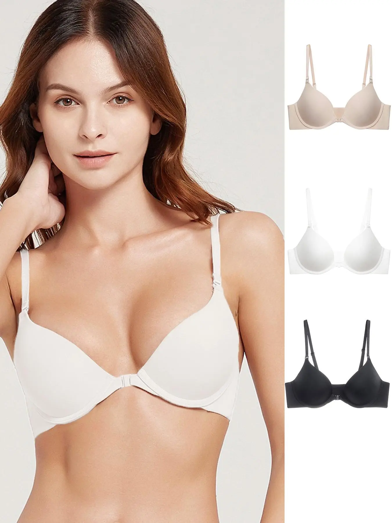 Women's Solid Adjustable Strap Underwire Bra, Casual Comfy Breathable Push Up Bra, Ladies Lingerie for All Seasons
