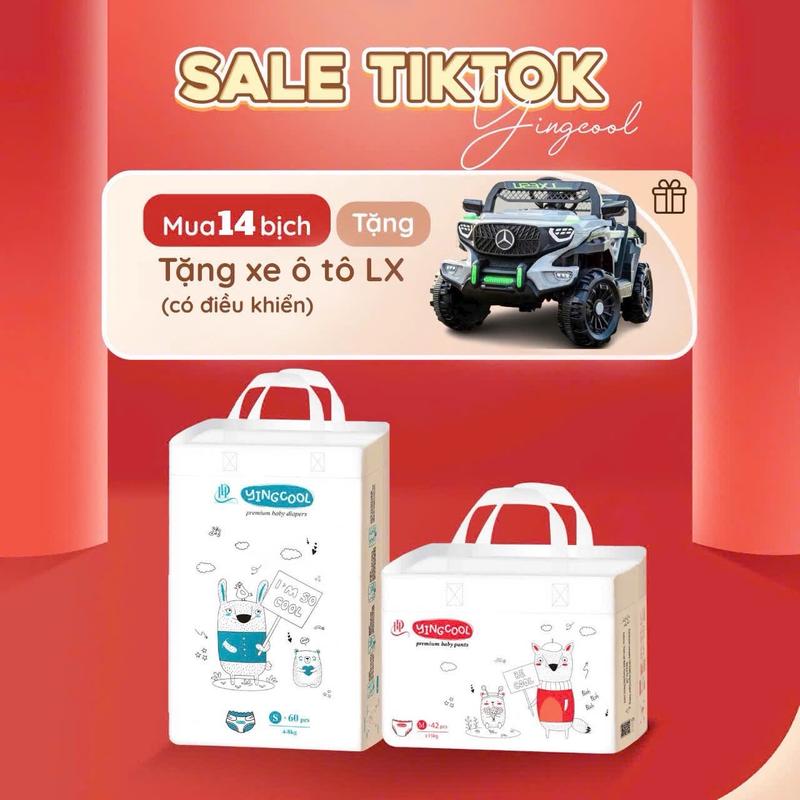 [Tặng Xe oto LX có điều khiển - Combo 14b] Bỉm YINGCOOL Size NB64/SD60/MD56/MQ50/L48/XL44/XXL42/XXXL40