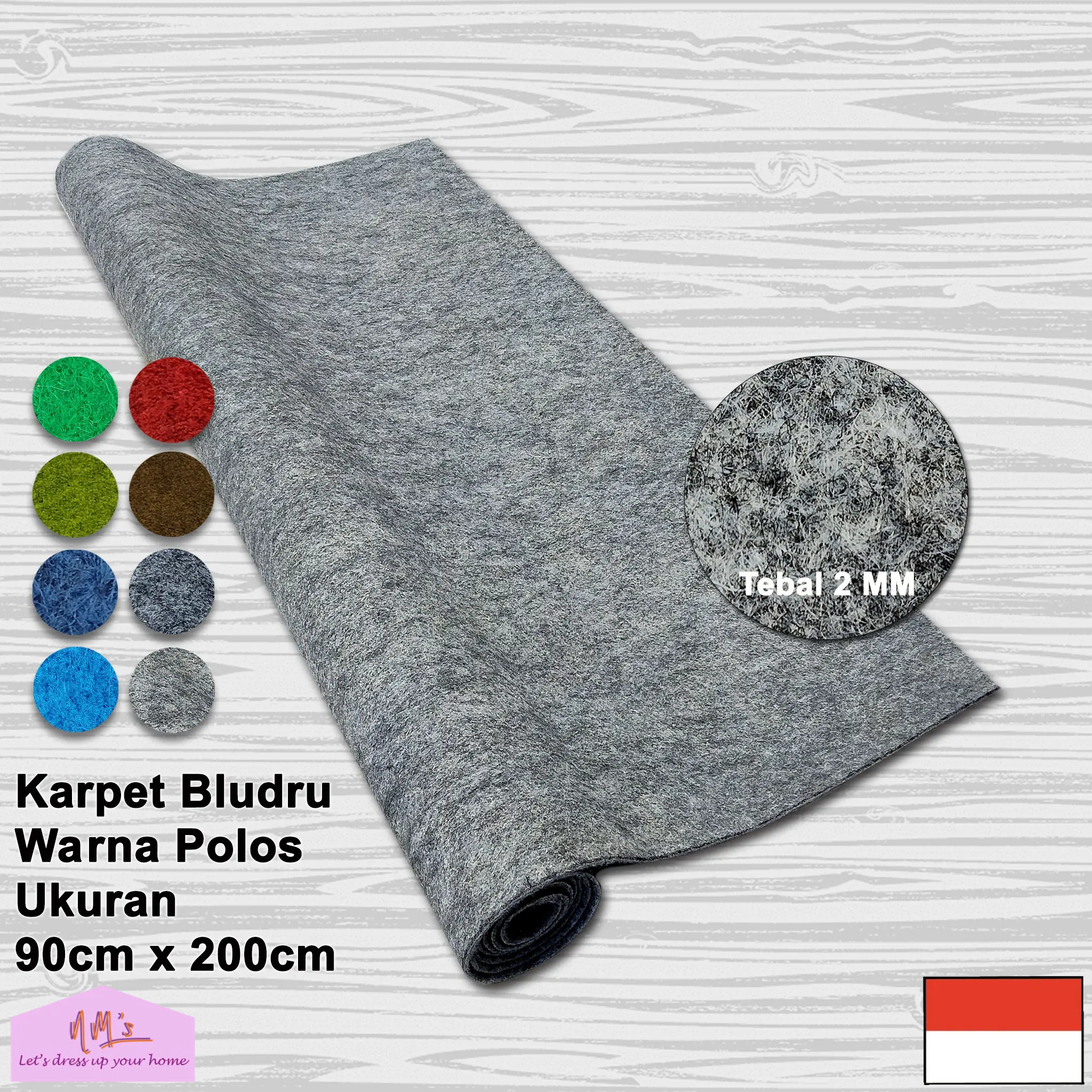Karpet non woven lantai brudu bludru polos alas kasur duduk masjid mesjid mushola pameran panggung 90 cm x 200 cm - Nms