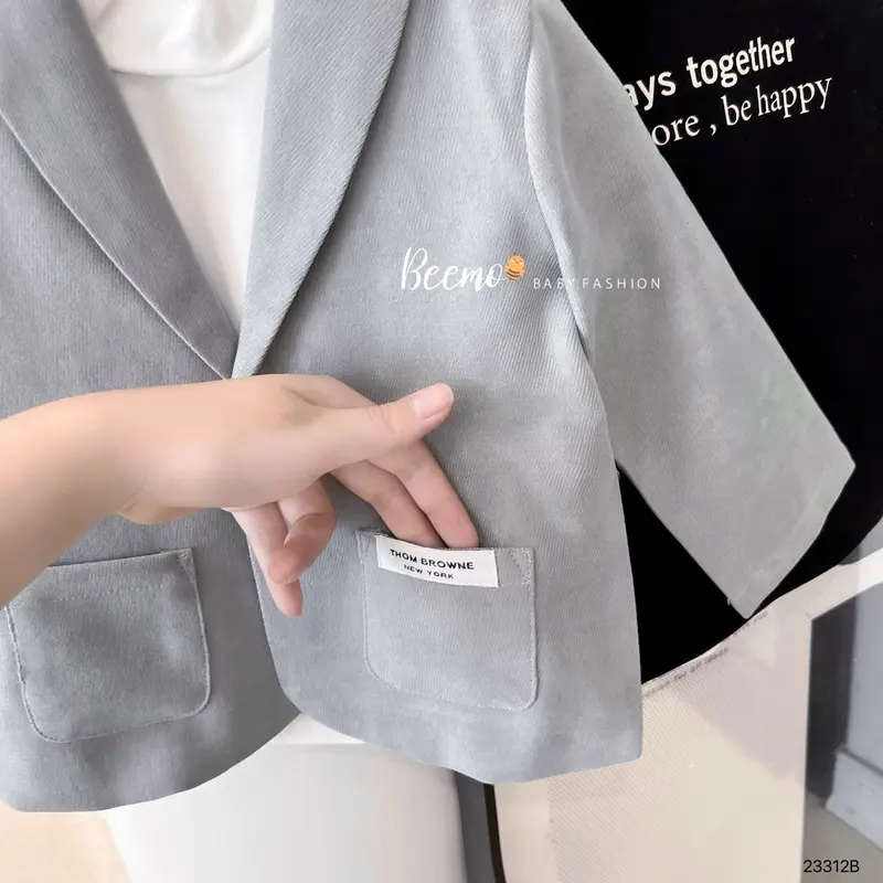 Bộ vest nhung beemo cho bé trai từ 9-24kg,set vest gồm 3 chi tết cho bé đi tiệc,đi học 23312B 4