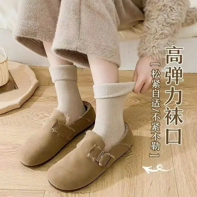 Set 10 đôi tất cổ cao lót lông lót nỉ dày dặn cotton giữ nhiệt mùa đông dành cho nữ mẫu mới 4