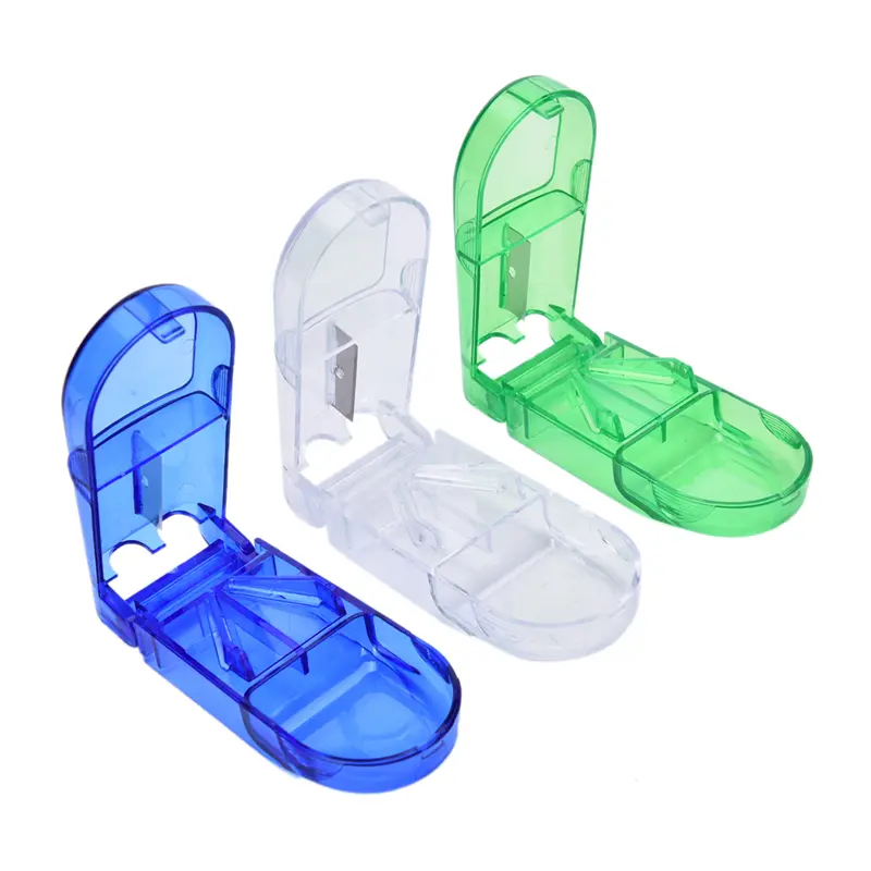 Fashion Pill Cutter Splitter Half Storage Compartment Box Medicine Tablet Holder