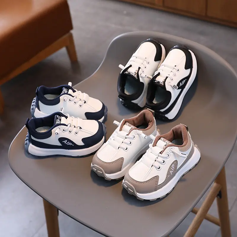 Luckyfankids Sepatu Sneakers Anak Moku Navy Cokelat Hitam Sport Kasual - SA-96