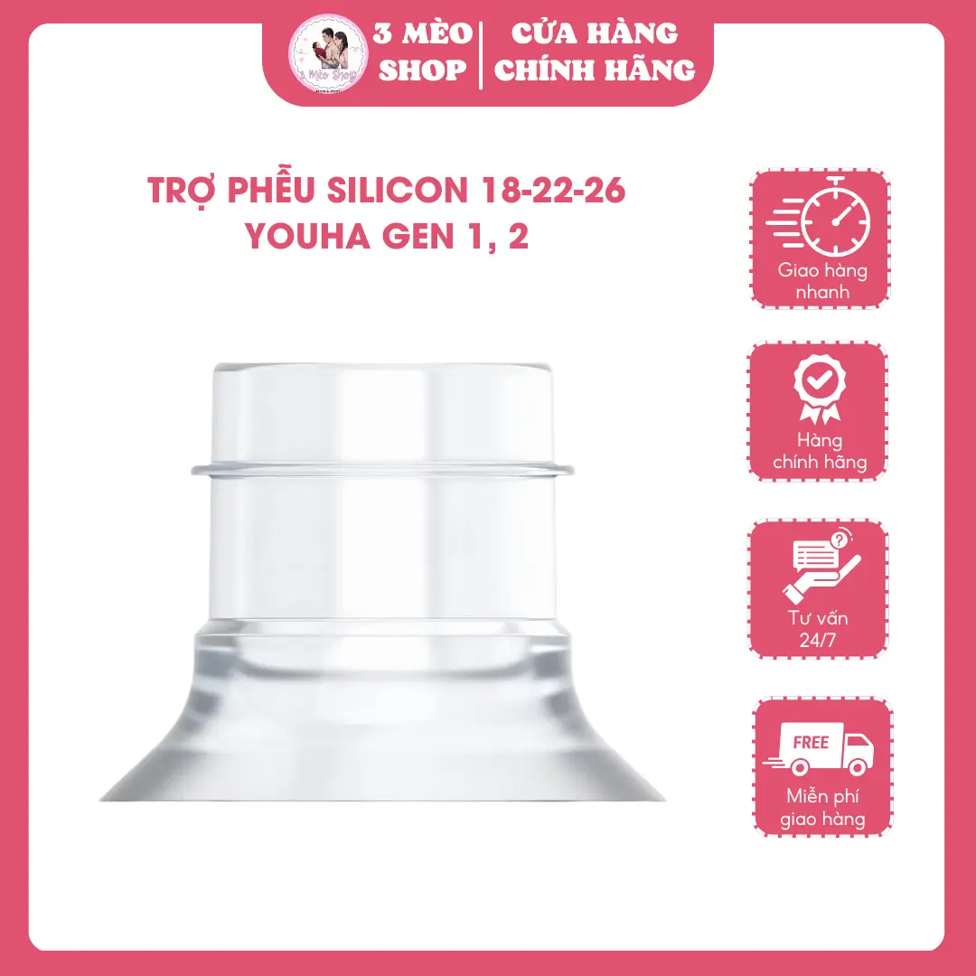 Đệm hạ size Youha,trợ phễu silicon 18-22-26 Youha Gen 1, Gen 2
