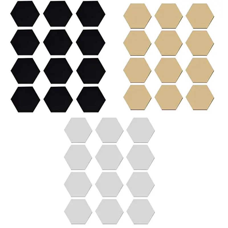 12pcs/Set 3D Hexagonal Acrylic Wall Mirror Stickers DIY Door Decoration Decals Open Style Styling Decoration Wall Sticker Ornament Home Supplies
