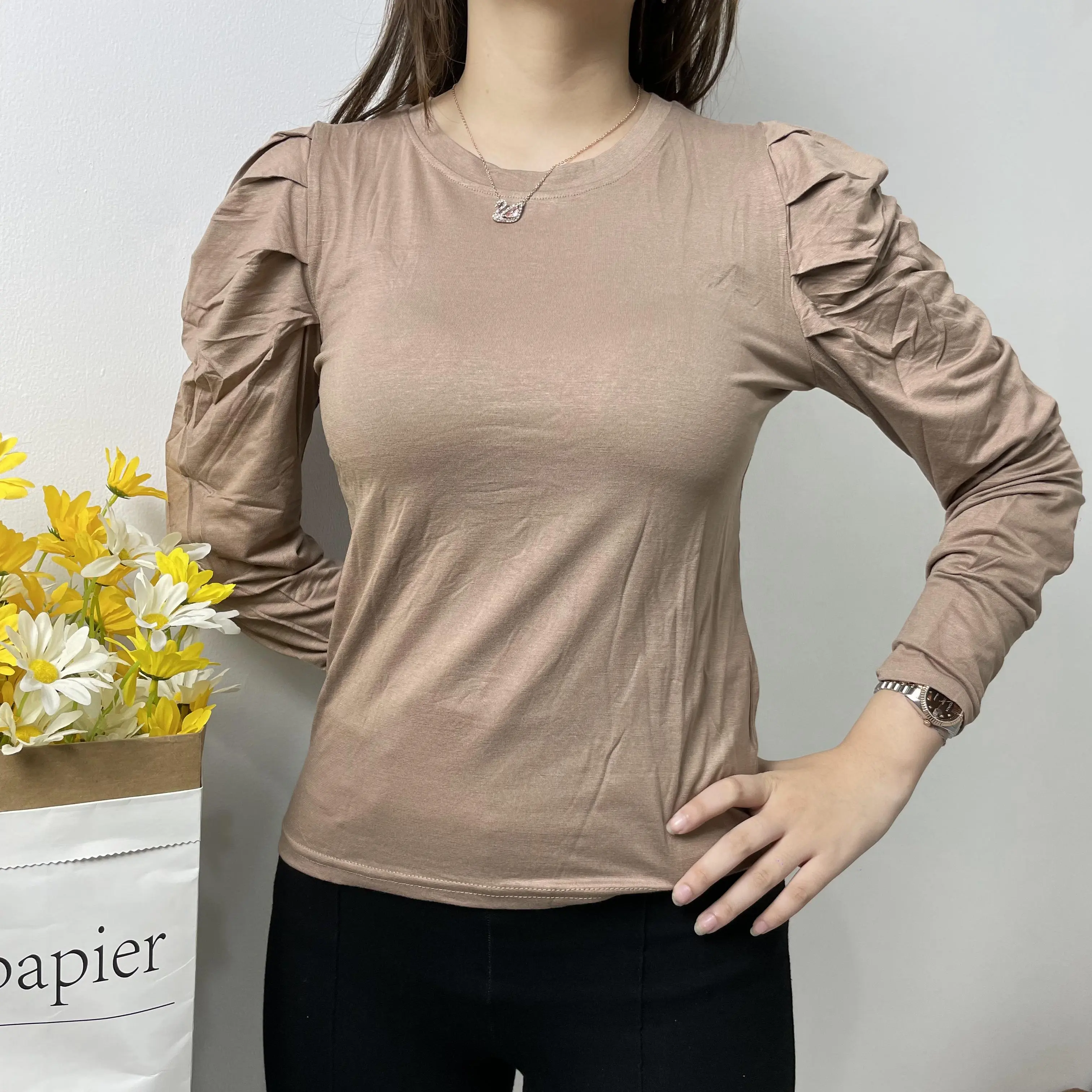 Puffy Shoulder Top / Kaos Lengan Panjang Balon Wanita #4672