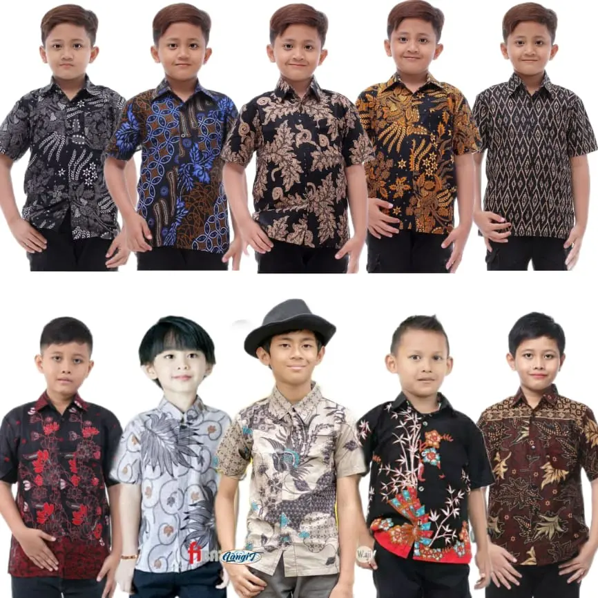 Hem Batik Anak laki-laki Baju Batik Anak Kemeja Batik Anak Cowok Usia 1-12Thn Katun Cowok