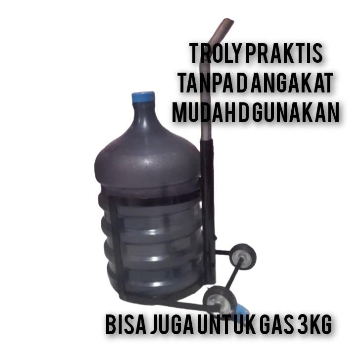TANPA D ANGKAT TROLI GALON PRAKTIS/TROLI GALON BESI TIANG GESER mudah d gunakan/RODA TROLI GALON 2