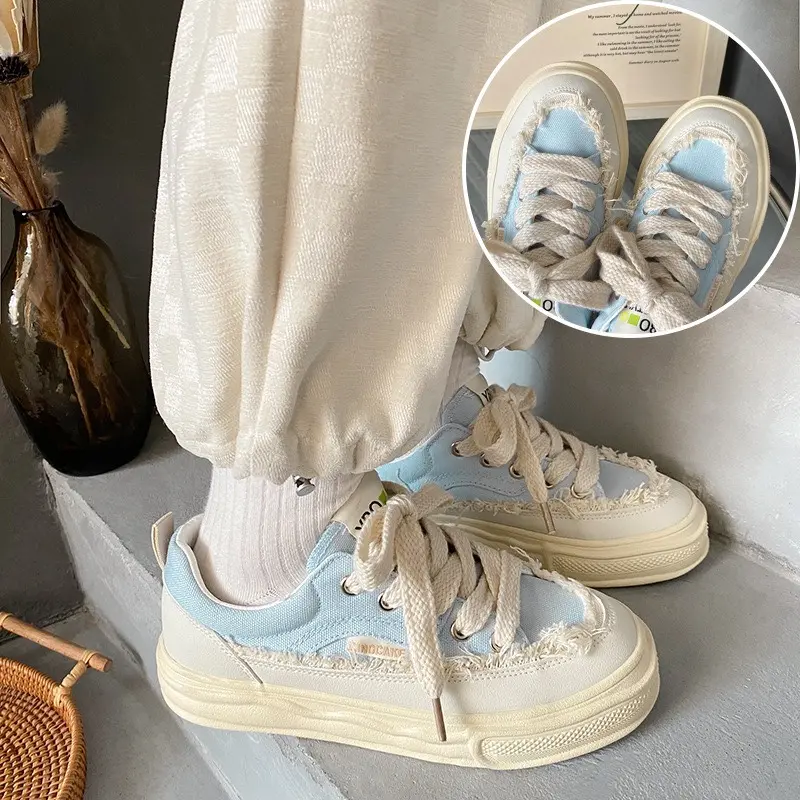 Giày nữ vải tua rua MIA 2 màu Shoes Nhung Sneaker Cổ Cao 7