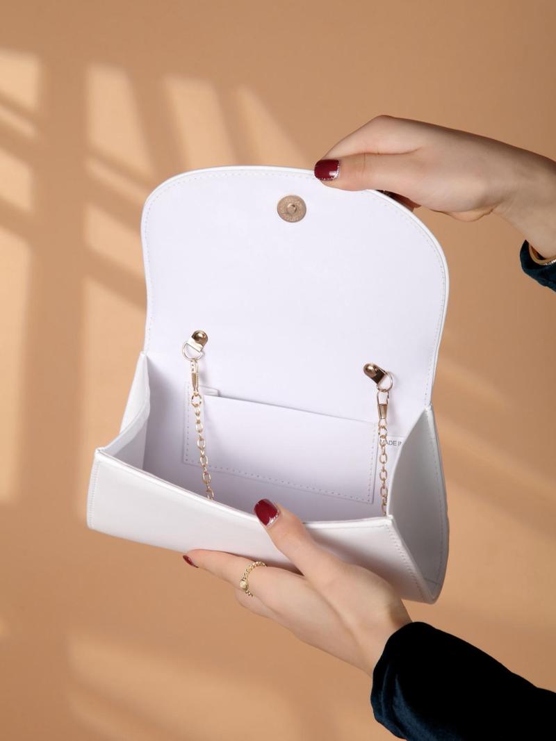 Product Introduction of Women's Elegant Bowknot Handle Design Evening Bag, Trendy Minimalist Chain Strap Clutch Bag, Chic All-match Purse for Dating & Party Decor 3