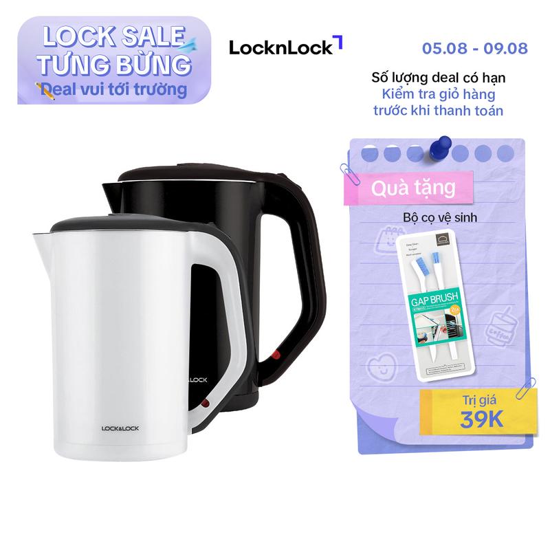 Bình Đun Nước Siêu Tốc LocknLock EJK738 - Trắng/Đen - Dung tích 1.7L - Công suất 1800W - Vật liệu thép không gỉ an toàn - Thân Ấm Siêu Tốc 2 lớp cách nhiệt