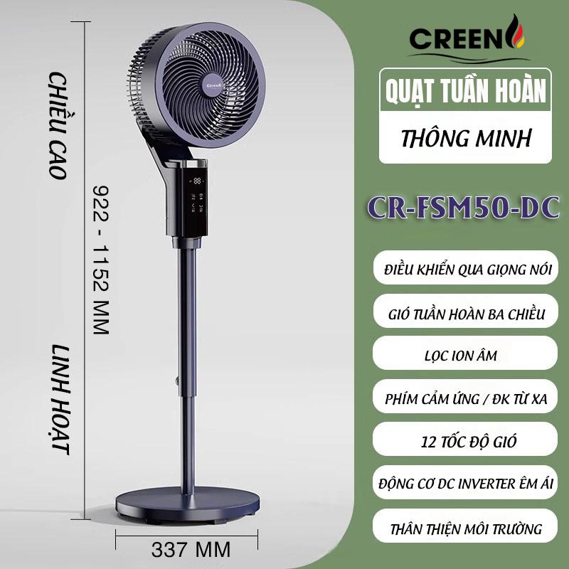 Quạt tuần hoàn Creen CR-FSM50-DC 12 tốc độ gió, động cơ DC không chổi than