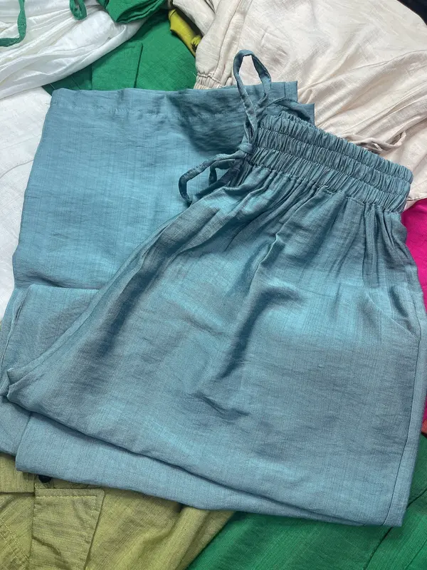 Quần Đũi Tơ Xước Quần Rộng Ống Xuông Quần Cạp Chun Size 40-73kg mặc mùa hè mát lạnh Nữ Women Pants Ong 5