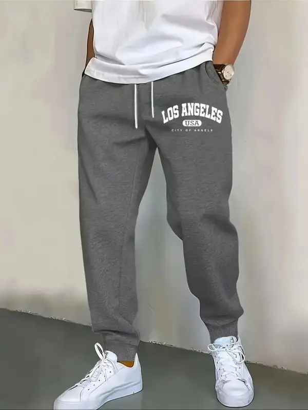 Men's Letter Print Jogger Pants, Regular Fit Casual Comfy Sweatpants for Spring & Fall, Men's Trousers for Daily Wear 2