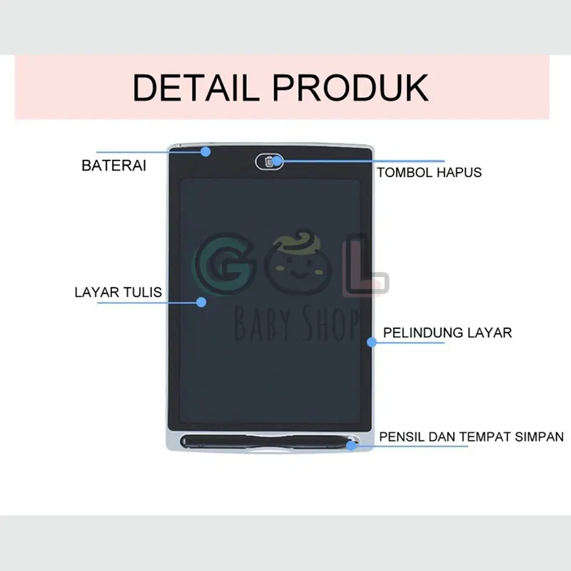 LCD Writing Writting Drawing Tablet Pad Papan Belajar Tulis Gambar Coret Hapus Mainan Edukasi Anak Table Drawing Papan Tulis Menggambar LCD Hapus Writing Board Tablet Digital Layar 8.5 inch anak bayi Belajar Pen 5