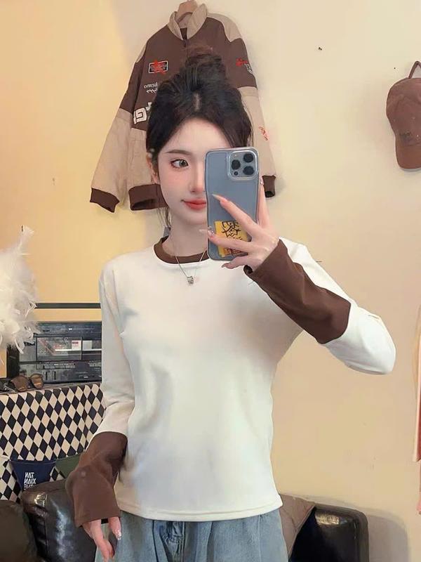 ÁO THUN TAY DÀI TRƠN TAY 2 MÀU FORM BABY TEE TRẺ TRUNG XINH ĐẸP FW251101 Nữ Top Cổ Tròn Dài Tay Women