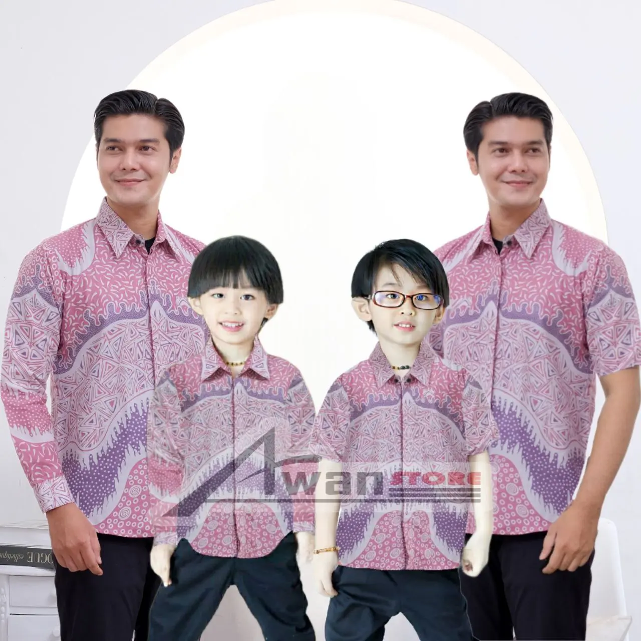 KEMEJA BATIK PRIA TERBARU batik ayah dan anak cowok BATIK WARNA DUSTY BATIK WARNA PINK BATIK LAKI LAKI