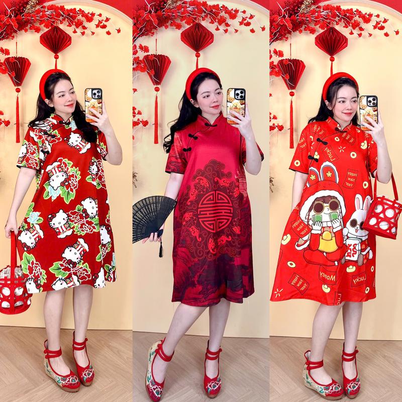  Sườn xám trung hoa tết cách tân hiện đại bigsize Phương Tipi 