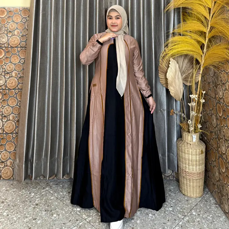 Gamis Amanda Julia Rayon Twill Premium Kombinasi List Polos (Free Pouch, Goodie Bag) Gamis Amanda Julia Rayon Twill Premium Kombinasi List Polos (Free Pouch, Goodie Bag)