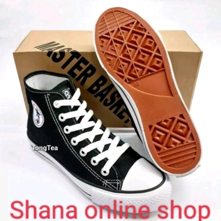 SEPATU SEKOLAH TALI MB HITAM PUTIH TINGGI GRATIS KAOS KAKI 3