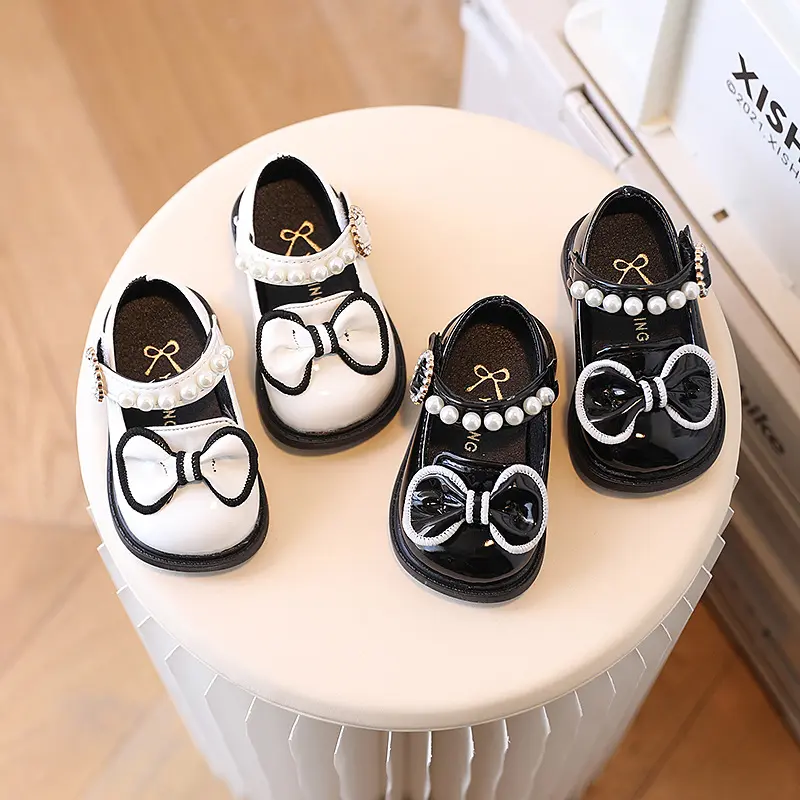 Giày Búp Bê Bé Gái Da Bóng Mềm Đính Nơ style Hàn Quốc sz 17-25 Mã M09 1