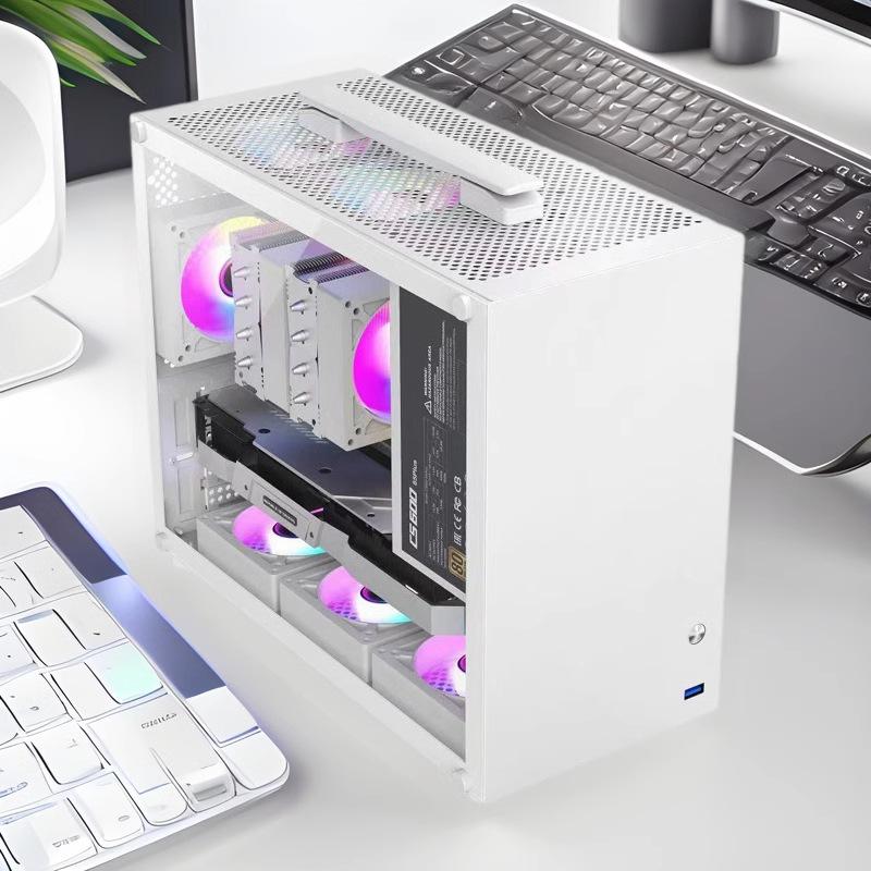New Mini Convenient Portable Small Chassis MATX E-Sports Desktop Small Chassis Tempered Glass Side Transparent 0