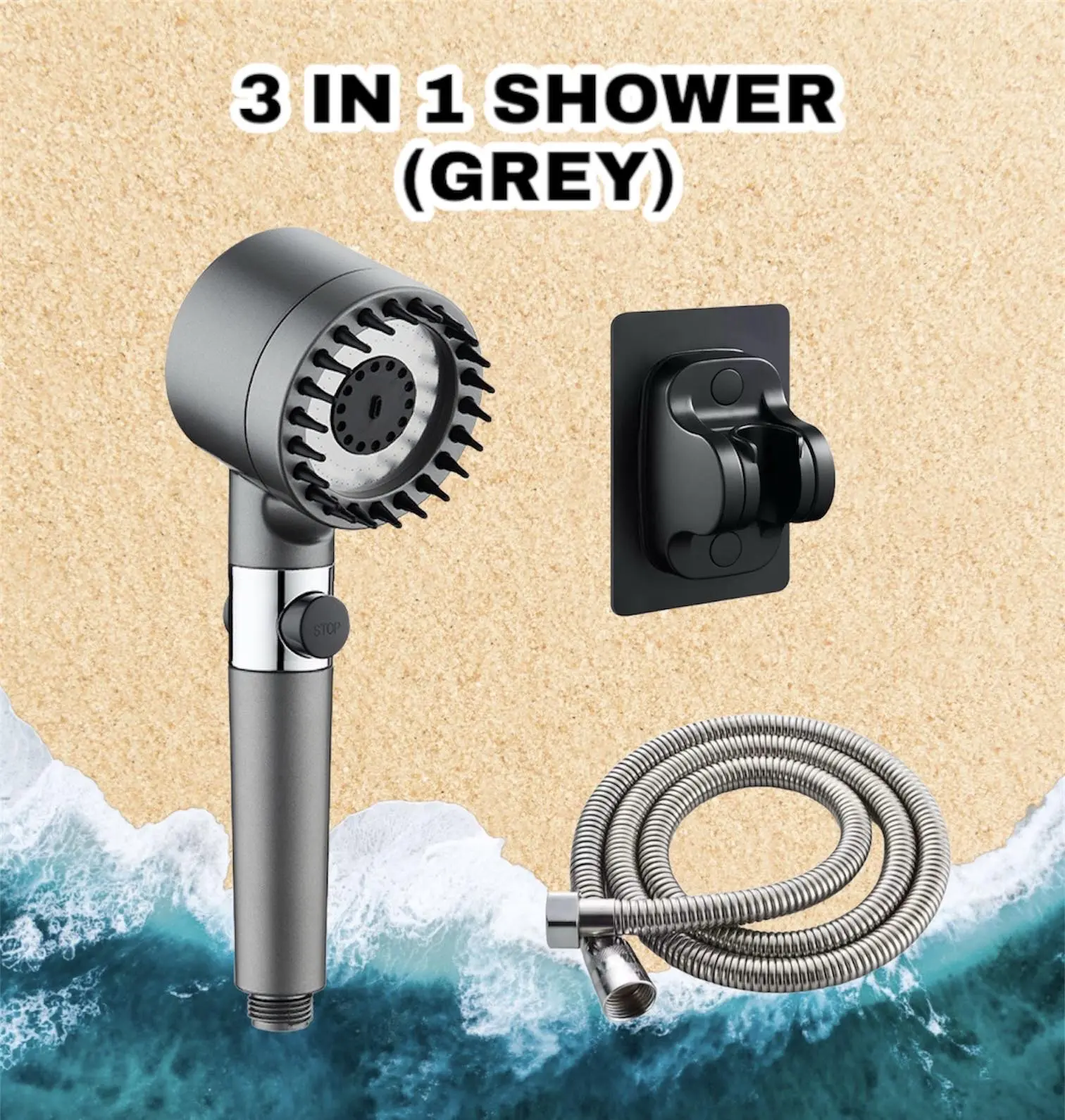 High Pressure Shower Head With 1.5 Hose and Holder Adjustable Sprayer With ON/OFF Switch Bathroom Showerhead