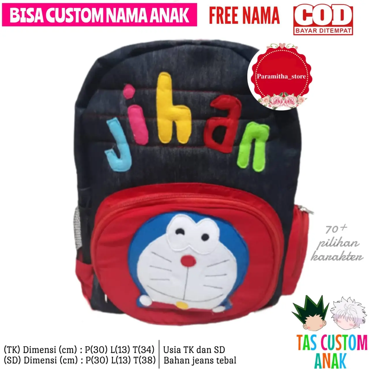 TAS SEKOLAH TAS NAMA TAS PAUD TAS TK TAS SD Karakter Kartun