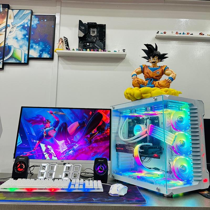 PC GAMING Core I5 12400F 16G vga GTX 1660 Super NEW Bể cá Kèm màn 22 inch 75hz màu trắng đen hồng