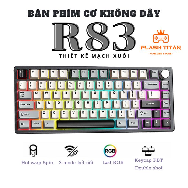 Bàn Phím Cơ Không Dây Dark Alien R83 - Led Mạch Xuôi - Keycap PBT Double shot - Full Foam