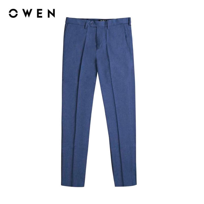 OWEN - Quần tây Pants Nam Regular Fit Tăng đơ QRT231249 màu Xanh chất liệu Nano Menswear