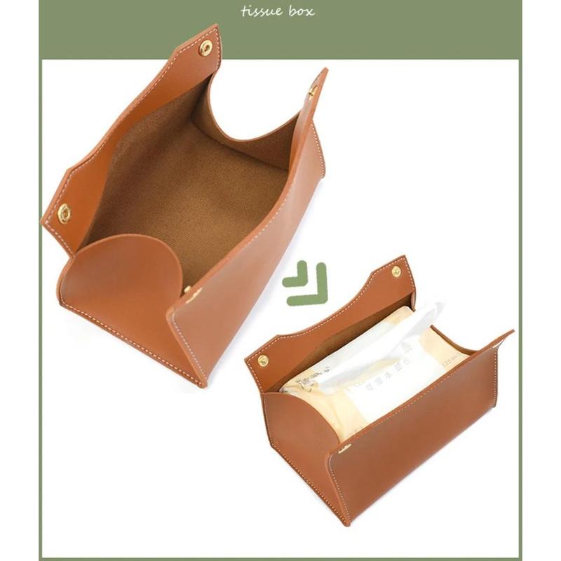 Product Introduction of haesdo Simple PU Leather Tissue Box Large Foldable Napkin Holder Multi-purpose Waterproof Kitchen Storage Paper Box Living Room Kitchen 14