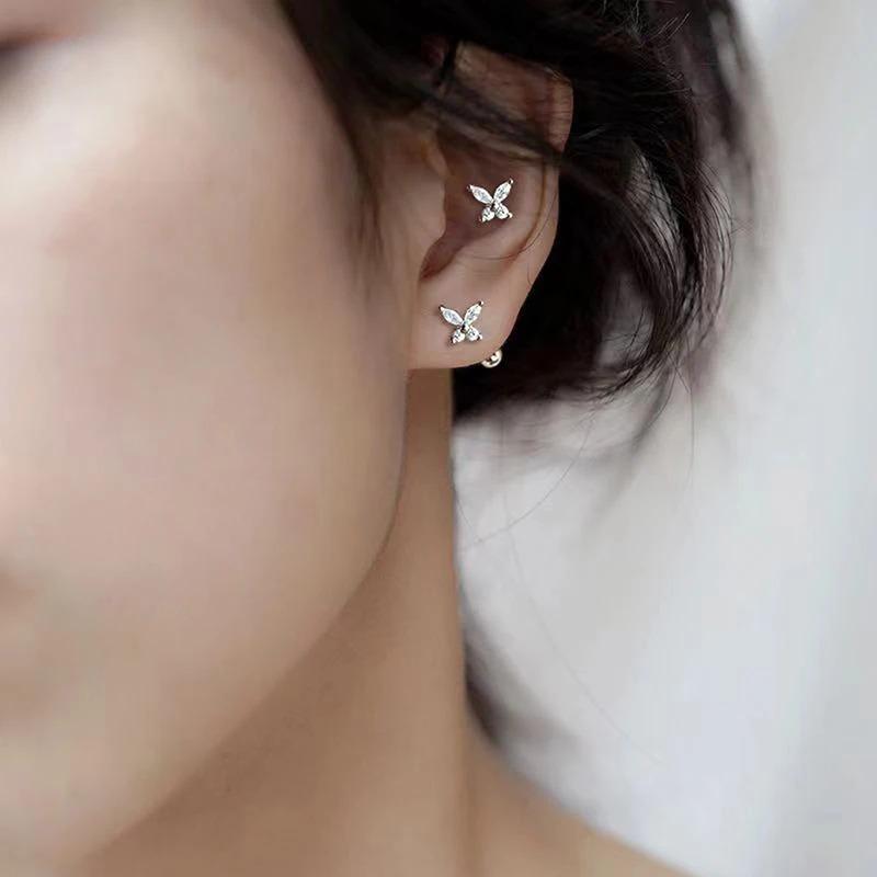 Bông Tai Hình Bướm, Thiết Kế Đơn Giản, Dành Cho Phụ Nữ, Bông Tai Sụn Răng Xương Tai, Bông Tai Đinh tán Xoắn Ốc Thời Trang, Phụ Kiện Trang Sức Dự Tiệc, Bộ 2 Chiếc / Cặp, Tuyệt Vời Làm Quà Tặng 1