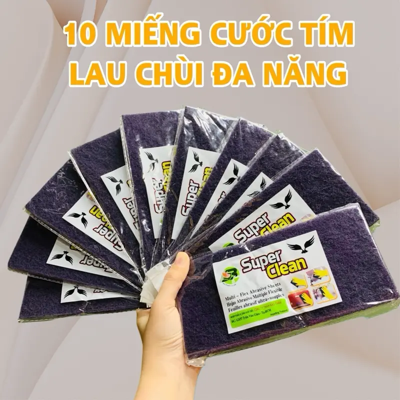 10 Miếng Cước Tím Lau Chùi Đa Năng, Vết Rỉ Sét - Cước Dày Tốt