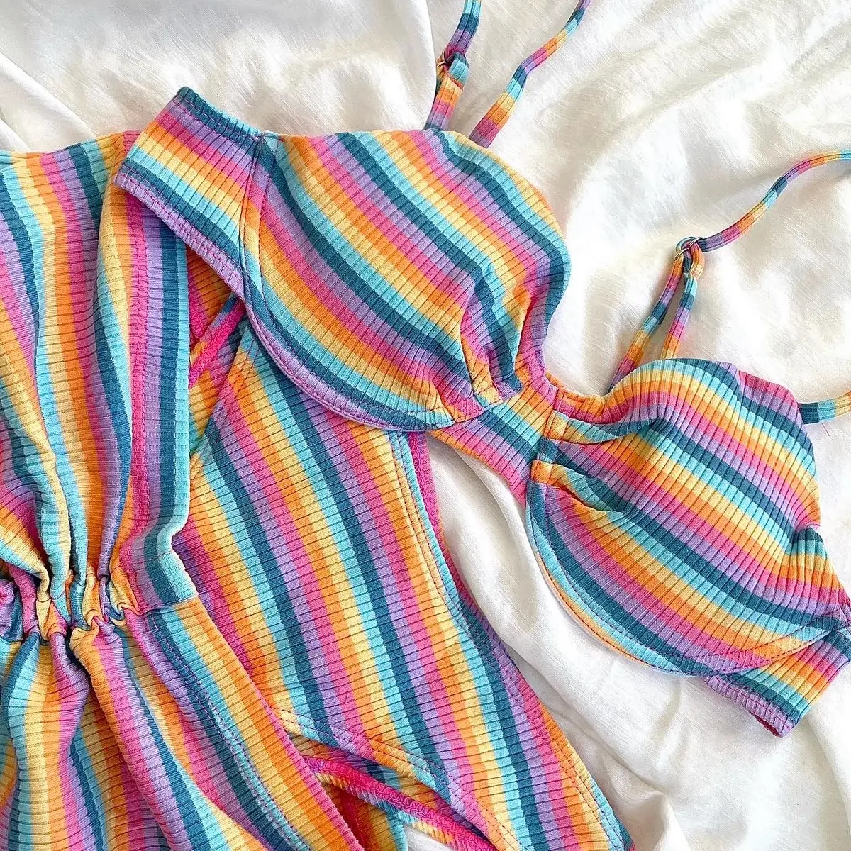 Bikini 3 món thun gân dễ thương Ada