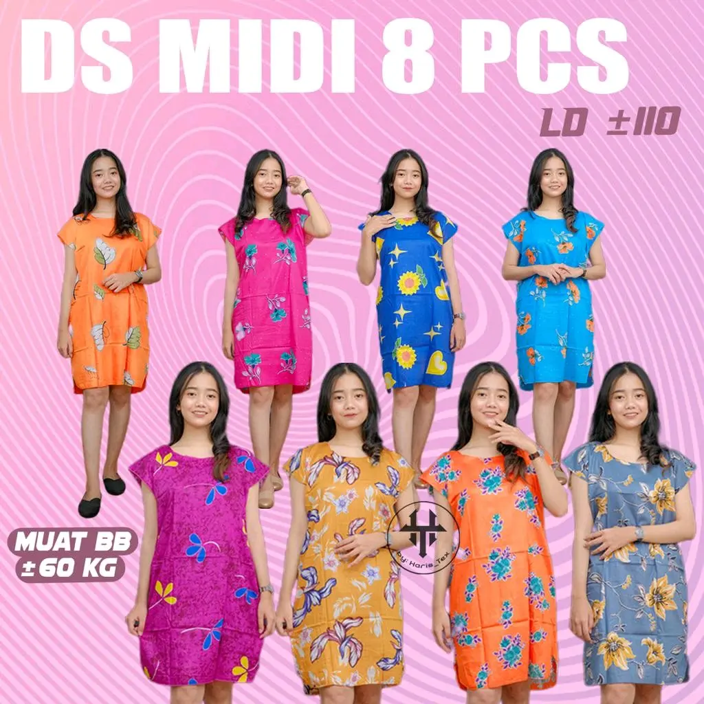Paket Usaha Daster Midi 8 pcs Motif Rayon Dress Wanita