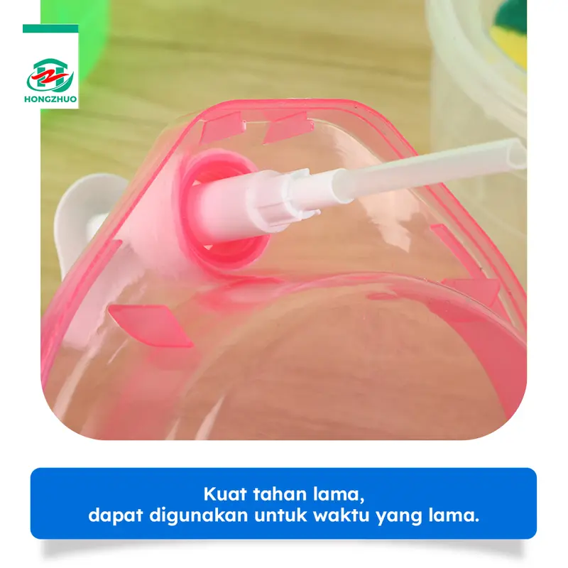 Hongzhuo Tempat Sabun Cair Cuci Piring Bentuk Bulat Soap Pump Dispenser 2in1 1000ml + Sponge 6