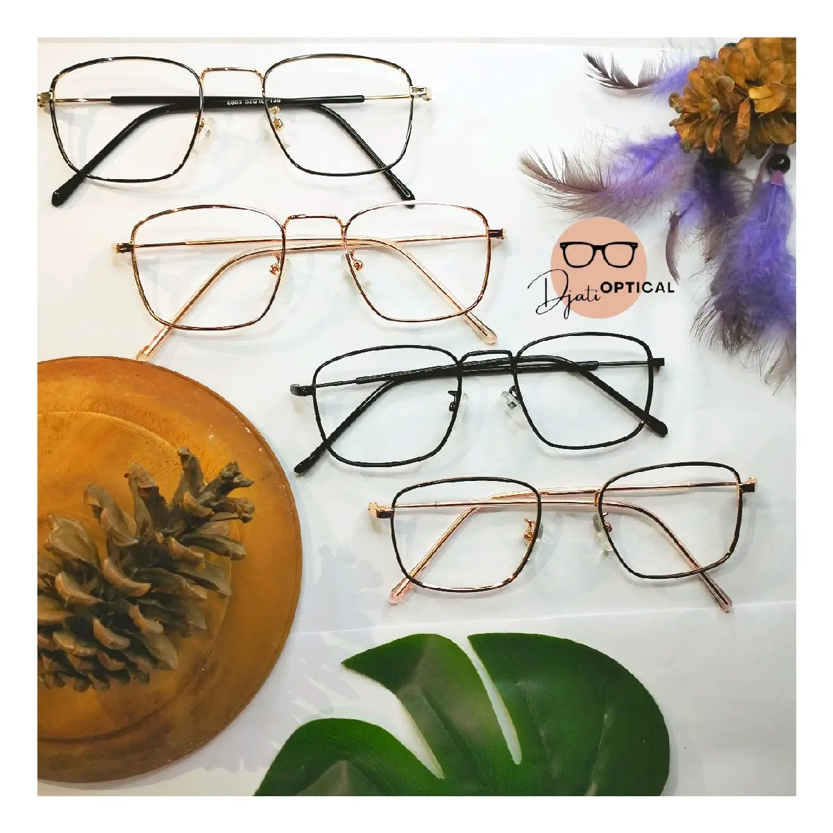 Kacamata Logam Kotak 8863 Antiradiasi Blueray Photocromic Bluecromic Normal Minus Cylinder Perempuan Laki-laki Lensa Eyewear