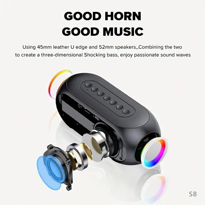 Product Introduction of Wireless Bluetooth Speaker HD LED Display Multifunction Stereo Bass Speakers Alarm Clock FM Radio TF Card Aux Music Playback 38
