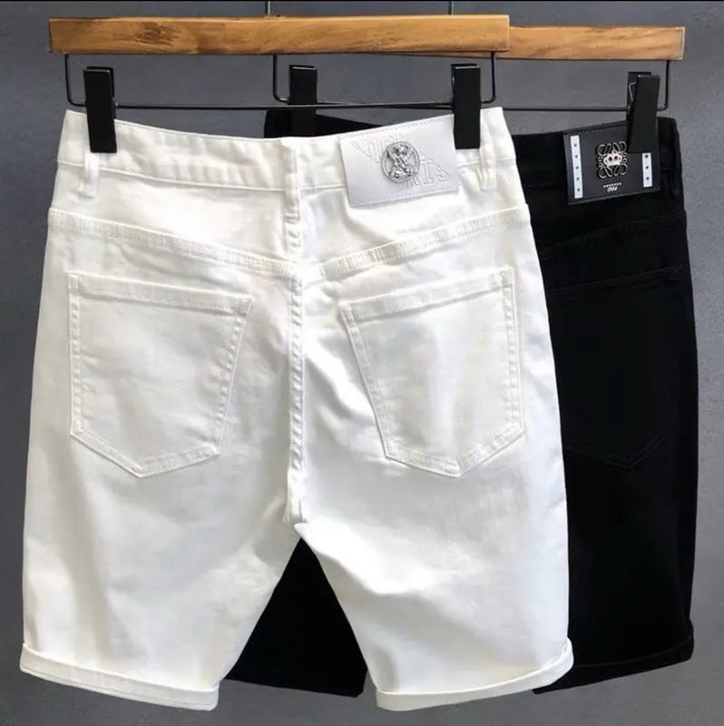 Quần short jean nam cao cấp trắng ĐEN vải dày dặn co giãn mẫu mới trắng cao cấp