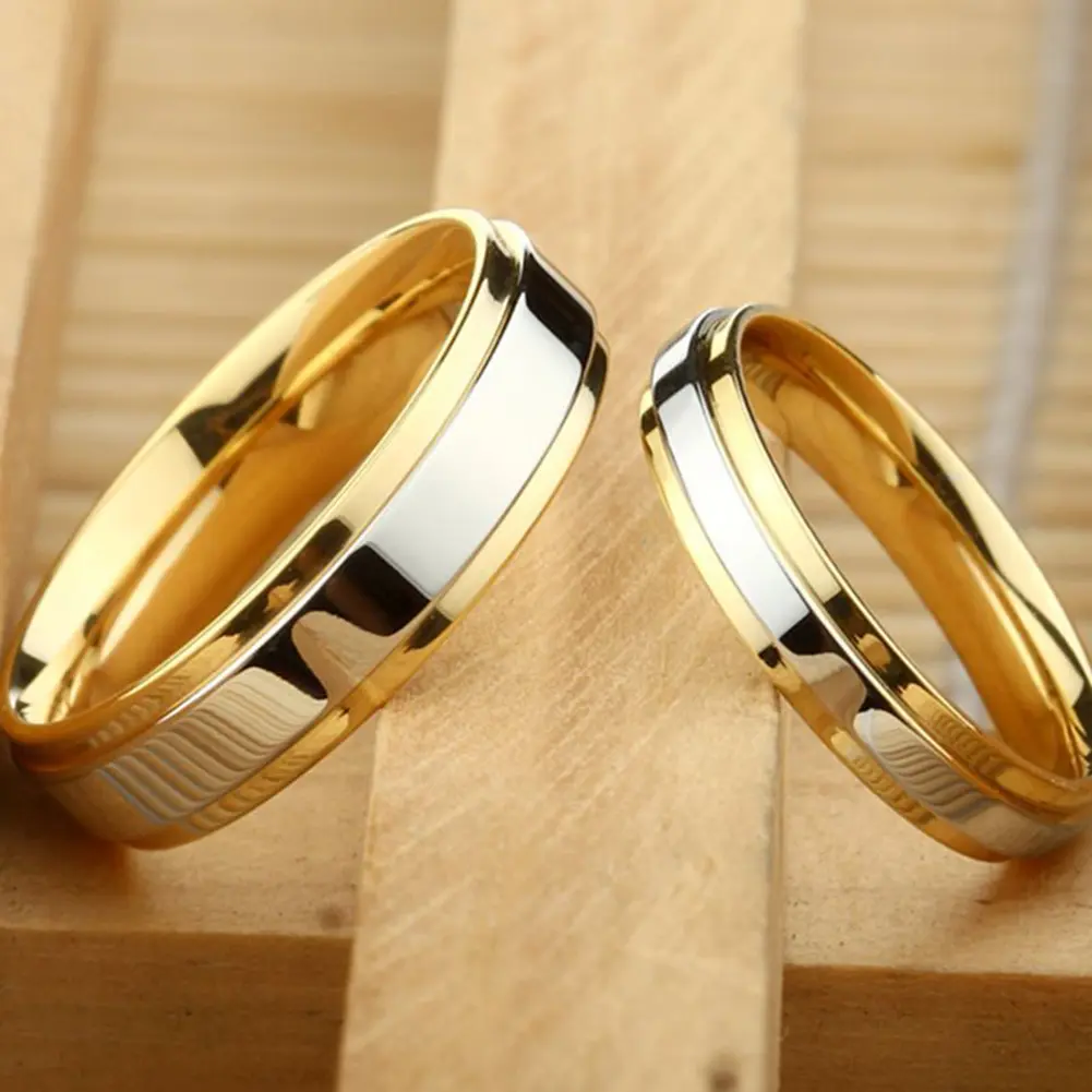 Nemoutube-2024 Fashion Lover Couples Women Titanium Steel Engagement Wedding Ring Band Jewelry